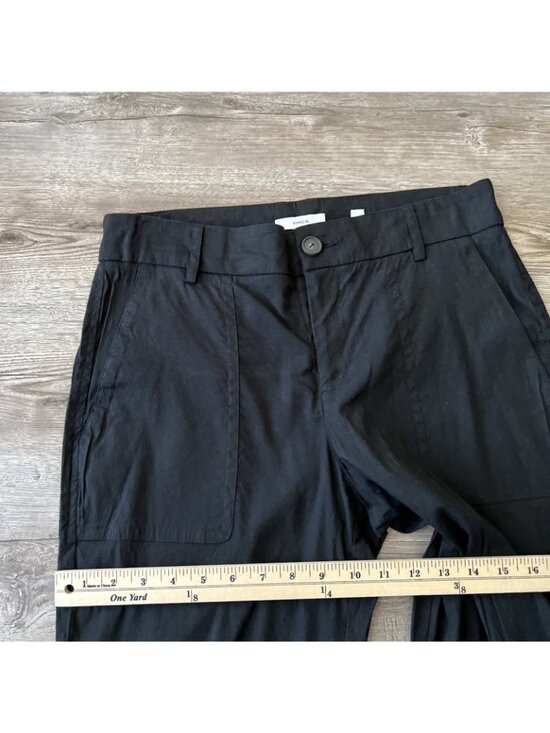 Vince Linen Blend Utility Pant Womens 8 Black High Waist Ankle Length - Picture 11 of 16